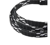 1~50m Cable Sleeve Expanded Braid 4 8 12mm Flexible Wire Wrap Insulated Protection Line Harness Sheath(Black White Black,04mm,50 meters)