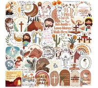 (1) 50PCS Boho Bible Verse Stickers - Waterproof and Aesthetic