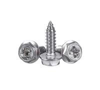 1-50pcs M3/M4/M5/M6/M8 304 Stainless Steel Flanged Hexagon Head Phillips Self-tapping Wood Screws, M5x60mm(10pcs)