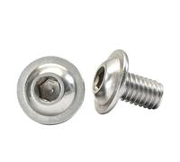 1/50pcs M3 M4 M5 M6 M8 ISO7380.2 304 Stainless Steel Hex Hexagon Socket Round Button Flange Head With Washer Collar Screw Bolt(28mm,10pcs M5)
