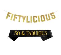 1 50Th Birthday Banner, 1 50Th Birthday Shoulder Strap, Golden Party Decorations, Prom Flashing Banner, Party Birthday Photo Banner