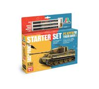 Italeri 75002 Line Starter Set - Easy Paint: Kpfw. VI Tiger I Ausf.E, 1:56 Scale, Plastic Model Kit/Model in Plastic to assemble, includes glue and 3 acrylic markers for painting