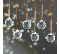 1.57in Crystal Ball Prisms Hanging Ornament 6pcs Hanging Crystals Decorations for Chandelier Window Home Mother's Day Decor