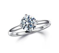 1.5ct Moissanite Engagement Rings for Women, White Gold Sterling Silver, Created Moissanite
