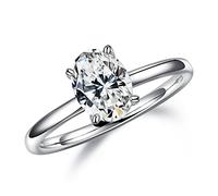 1.5CT Oval Cut Moissanite Engagement Rings for Women, White Gold Sterling Silver, Created Moissanite