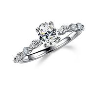 1.5ct Oval Cut Moissanite Rings for Women, White Gold Sterling Silver, Created Moissanite