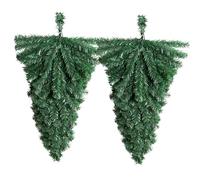 1.5ft/45cm 2Pcs DIY Upside-Down Christmas Tree with 55 Tips Indoor Wall Green Pvc Decorative Xmas Tree for Home Party Wedding Christmas Decoration