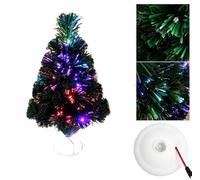 1.5ft Green Christmas tree x-mas tree Fiber Optic Color changing multi colour led lights with stand free standing xmas tree Indoor Camping Compact Tree (45CM (1.5 FEET))