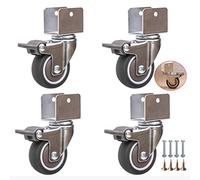 1.5in/38mm Caster Wheels UShaped Furniture CasterRubber Swivel Castor with Brakes Replacement Wheels 75kg Load Capacity Hardware Parts Set of 4 (20mm4 Brakes)
