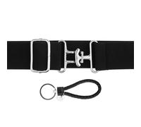1.5in Elastic Equestrian Belt & Keychain, Horse Riding Belt with Surcingle Buckle Horse Bit Belt Comfortable Waist Belt Leather Key Strap for Equestrian Horseback Riding Sports