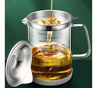 1.5L/50oz Glass Bacon Grease Container with Strainer, Cooking Oil Storage Can with Fine Mesh Filter and Scale, Lid and Easy-Grip Handle,Fat Separator for Storing Fats, Frying Oil and Cooking Grease