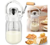 1.5L/51oz Butter Churner, Manual Butter Churn with Glass Bottle and Handle, Upgraded Gear System Hand Crank Mason Jar for Baking of Top Gadgets