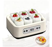 1.5L Automatic Yogurt Machine, Electric Yogurt Maker with 6 X 250Ml Glass Jars, Intelligent Temperature Control, One-Click Adjustment for Homemade Probiotic, Natto, Fermentation