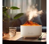 1.5L Bedroom Portable Cool Mist Humidifier，Dual Nozzle USB Desk Humidifier with 6 Color Flame Night Light，Auto Shut-Off Humidifier for Bedroom Office Baby Nursery Indoor Plants White