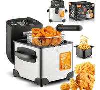 1.5L Deep Fryer, 2000W Deep Fat Fryer Easy Clean with Frying Basket and lid, Adjustable Temperature, Security protection, Stainless Steel Small Deep Fat Fryer For Chips Fries Donuts