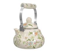 1.5L Enamel Tea Kettle Vintage Floral Enamel Water Kettle Teapot with Handle Whistling Teakettle Hot Water Teapot for Home Kitchen Camping