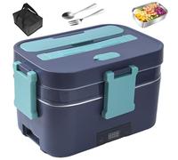1.5L Fast Heating Lunch Box - Electric Food Warmer with Tableware Set & Insulated Bag, Easy Clean Heated Lunch Boxes for Office, School & On-The-go Gray