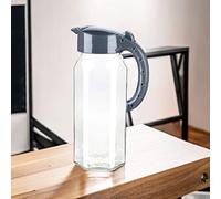 1.5L Glass Jug with Lid Borosilicate Glass Water Jug Transparent Fridge Door Beverage Glass Pitcher with Lid for Hot Cold Water, Ice, Tea & Coffee (Grey)