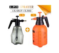 (1.5L Gray-3L Red) 2-Piece Hand Pressure Water Sprayer Trigger Air Pump Garden Disinfection Sprayers Spray Bottle Car Cleaning Sprayer Watering