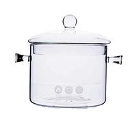 1.5L High Borosilicate Heat-Resistant Glass Clear Pasta Instant Noodle Pot Pan Stew Cooker Baby Food Milk Sauce Hot Pot with Lid Mini Size Cookware