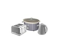 1.5L Kettle, 4 Slice Toaster & 3.5L Slow Cooker Retro Triple Pack Swan Grey One Size