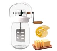 1.5L Manual Butter Maker, Hand Crank Butter Churner, Hand Crank Mason Jar with Silicone Butter Mold, Stainless Steel Gear, Easy To Disassemble & Washable, for Home, Kitchen, Baking