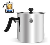 1.5L Milk Pan with Lid, Stainless Steel Milk Pan with Whistle, Double Walled with Non-Slip Plastic Handle, for Electric Gas Induction Water Bath