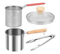 1.5L Small Deep Fryer Pot with Handle & Strainer Basket, Mini Fryers Portable Food Cooking Pot, 304 Stainless Steel Gadget for Frying Fish, Shrimp, Chicken and Fries (with lid)