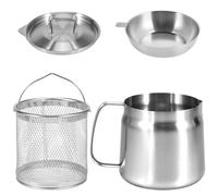 1.5L Stainless Steel Oil Filter Pot,Oil Filter Pot with Fine Mesh Strainer and Fryer Basket,304 Stainless Steel Frying Pot for Storing Frying and Cooking Grease (1.5L)