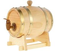 1.5L Wine Barrel Dispenser Wooden Oak Whiskey Barrel Leak Proof Brandy Bucket Wine Storage Holder with Tap Stand for Beer Whiskey Rum Port