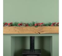 1.5m (150cm) Christmas Garland with Red Berries, Frosted Apples and Pinecones