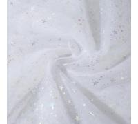 1.5m*1m Glitter Star Tulle Mesh Fabric White Sparkly Shiny Bling Glitter Material Cloth,Mesh Fabric for Stage Performance Costume