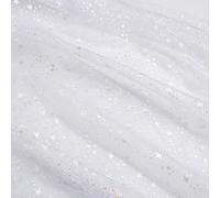 1.5m*1m White Glitter Star Tulle Mesh Fabric, DIY Material Cloth for Stage Costumes Ballet Skirts Wedding Dresses Background Decorations Handicrafts