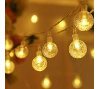 1.5M 3M 6M LED Crystal Ball Garland String Lights Flash Indoor Holiday Lamp 10/20/40 LED Fairy Lights Battery/USB Operated (Warm White,6M 40LED USB)