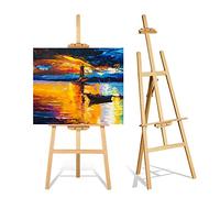 1.5m/59inch Studio Easel Wooden A-Frame Folding Pine Wood Art Artist Easel Painting Holder Easel Stand Adjustable Canvas Easel for Wedding Painting Drawing Display Exhibition - Easy to Assemble