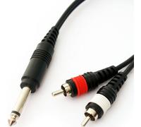 1.5m 6.35mm 1/4" Mono Jack to 2 RCA Male Cable Lead Audio Amp TS Phono Plug
