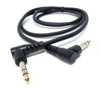 1.5m 6.35mm 1/4" TRS Stereo Jack to Jack Plug, Dual Right Angle Patch Cable Lead for Headphones Amplifiers, Music Instruments, Live Events, DJ 5ft