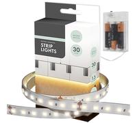 1.5m AA Battery Operated Indoor Warm White LED Strip Lights, Ideal for Under Shelf Lighting, Cupboards, Wardrobes, Behind TV, Above Mirror, Cars, Motorhomes, Caravans, Lounge, Kids Bedroom