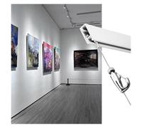 1.5m Adjuble Track System with Hook & Cords, Art Gallery Hanging Kit for Easy Wall Mounting, Cuttable Aluminum Rail for Artwork Display (59″/1.5m Cable, 1 Hook)
