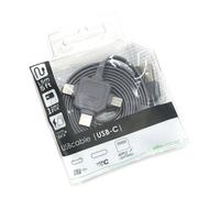 1.5m Allocacoc USB-C 3-in-1 Cable, Grey, Tangle-free, USB-C, Micro-USB, Lightnin