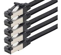 1.5m Cat 8 patch cable flat black 40 Gigabit network cable Ethernet LAN cable 40 Gbits 2000 MHz patch cable Cat8 cable LSZH TPE PIMF Rj45 connector 5 pieces - 1.5m
