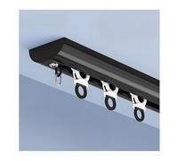 1-5m Ceiling Curtain Track, Silent Aluminium Bay Window Ceiling Curtain Track for Room Divider Living Room Bedroom Shower Divider, Easy Install Drilled Installation(Top Black,2.7m(8.6ft))