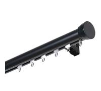 1-5M Curt Track with End Caps Wall-Mounted Double Curt Rail Set for Hotels Hospitals Commercial Spaces - Black Single 1.1m Size