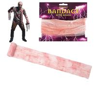 1.5m Fake Blood Bandage - Halloween Costume Accessory Zombie Mummy Bloody Wrap - Scary Fancy Dress Prop & Party Decoration for Adults Kids