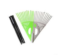 1.5m Garden Leaf Rake 56x47cm Wide PP Head Lawn Tool | 3 Section Handle, Hands Free Debris Gather, Green Black Finish, Lightweight Yard Clean Up, Rooftop Maintenance