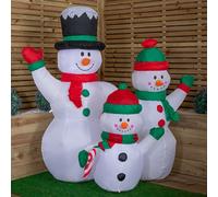 1.5m Light up Christmas Inflatable Snowman Family with 12 White LEDs Samuel Alexander White One Size