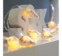 1.5m Real Shell Fairy Lights - Warm White, Battery-Powered Indoor Decor with 10 Seashells & 6-Hour Timer