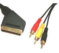 1.5m Scart to Triple RCA Cable - Premium Quality / 24k Gold/Audio/Video/AV/Fully Wired Scart / 21-pin / 3xRCA / 3RCA