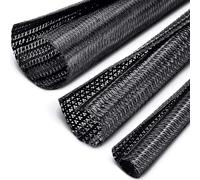 1/5M Self Closing PET Braided Cable Sleeve 3-38mm Expandable Wire Loom Tubing(8mmx1m,2PCS)