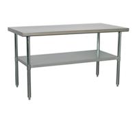 Loops 1.5m Stainless Steel Work Bench & Adjustable Storage Shelf - Kitchen Station in Metallics Loops Metallics